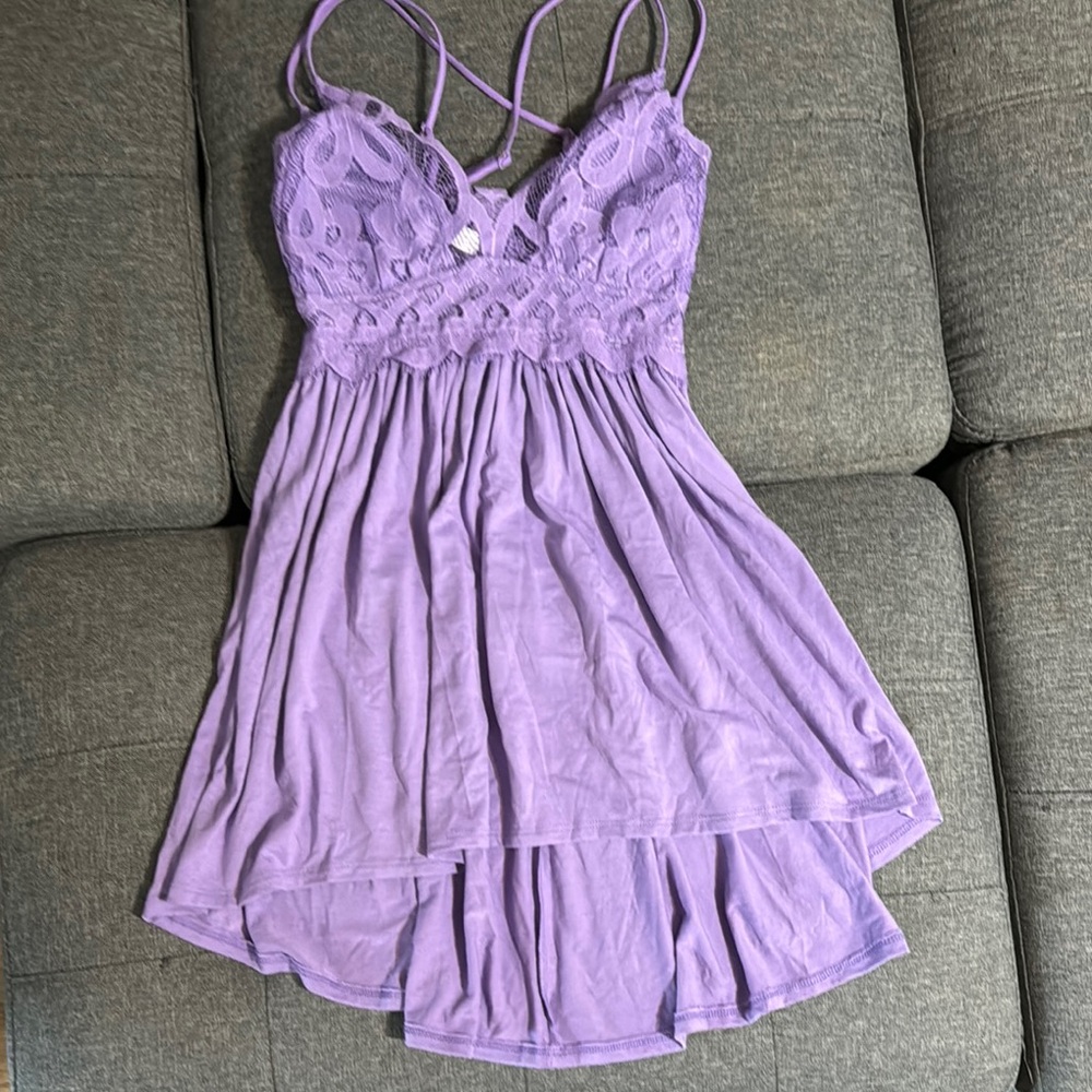 Zenana Outfitters Purple Asymmetrical Ruched Mini Dress